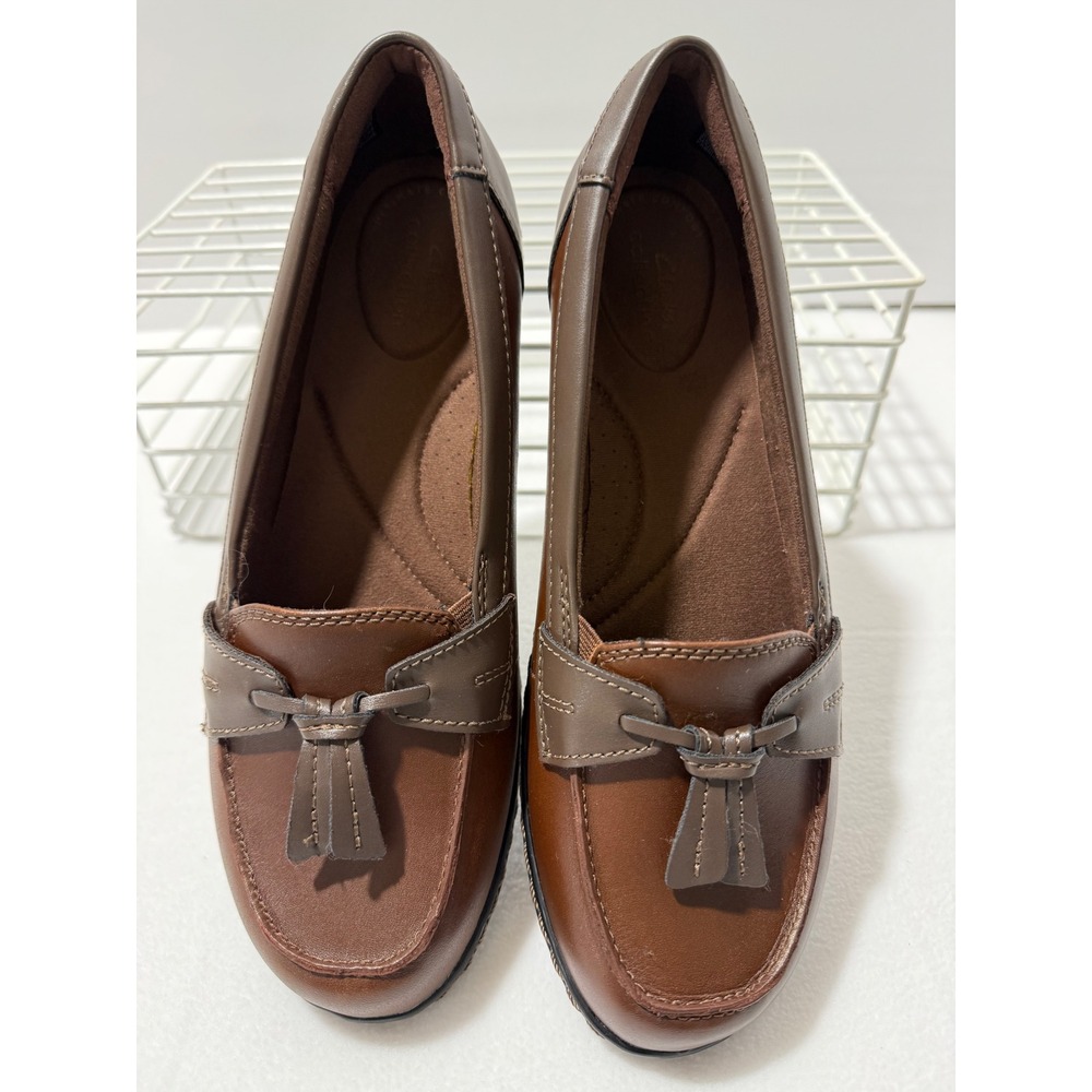 Clarks Ashland Women 8M Brown Multi Leather Tassel Comfort Loafers NEW Preppy
